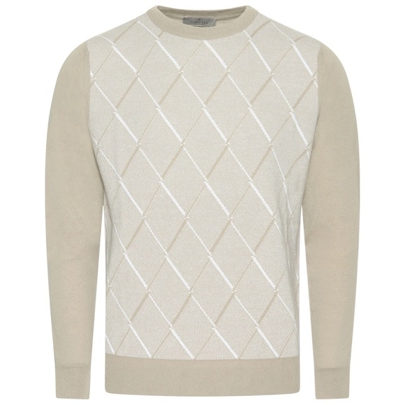 CANALI - WOOL AND CASHMERE DIAMOND PATTERN CREWNECK - EXCLUSIVE - Picture 3 of 4